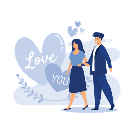 Young couple celebrates valentines day  Illustration