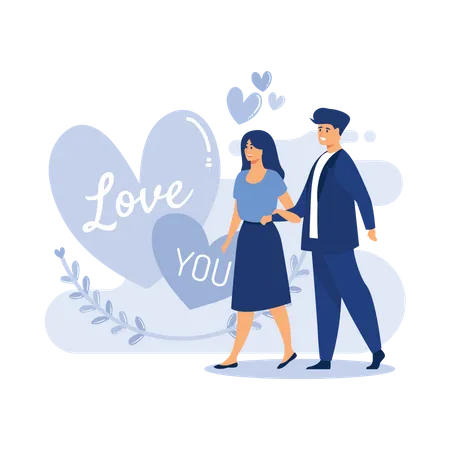 Young couple celebrates valentines day  Illustration