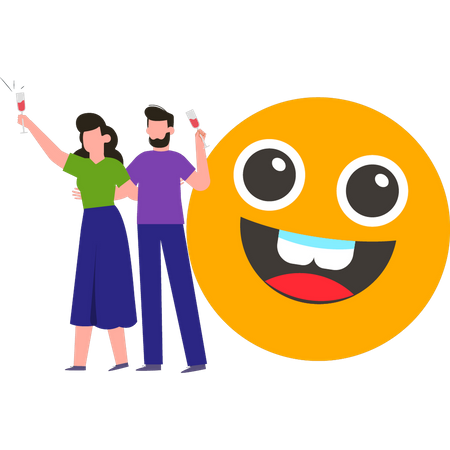 Young couple celebrating party  Illustration