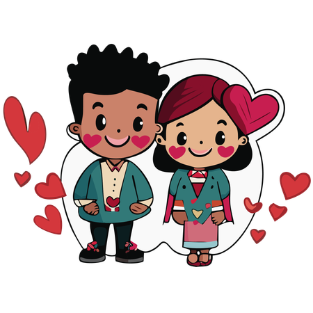 Young couple celebrating valentine day  일러스트레이션