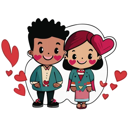 Young couple celebrating valentine day  일러스트레이션