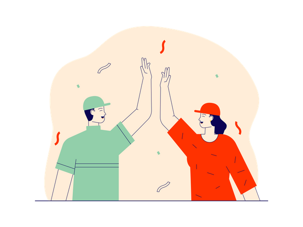 Young couple celebrating winning  Illustration