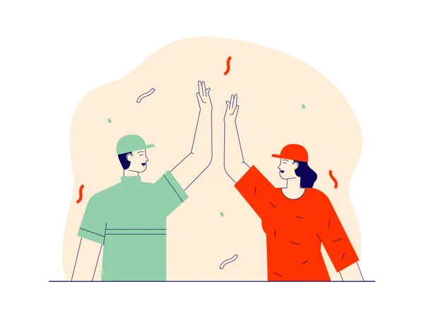 Young couple celebrating winning  Illustration