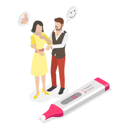 Young couple checking pregnancy kit  Illustration