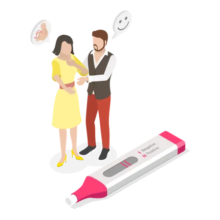 Young couple checking pregnancy kit  Illustration