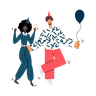 young couple dancing illustration