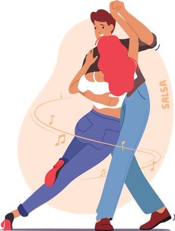 Young Couple Dancing Illustration