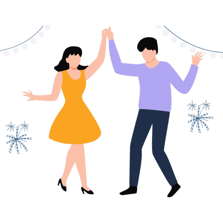 Young couple dancing at party  Illustration