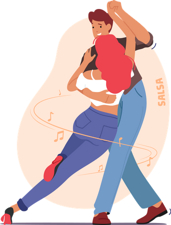 Young Couple Dancing  Illustration