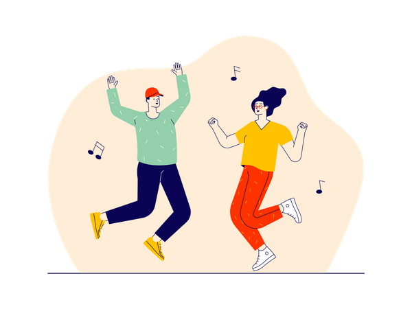 Young couple dancing in happiness  Illustration