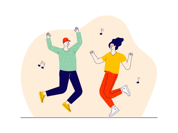 Young couple dancing in happiness  Illustration