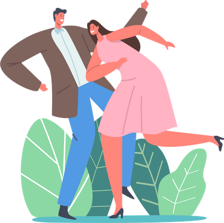 Young Couple Dancing Spare time. Illustration