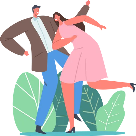 Young Couple Dancing Spare time. Illustration