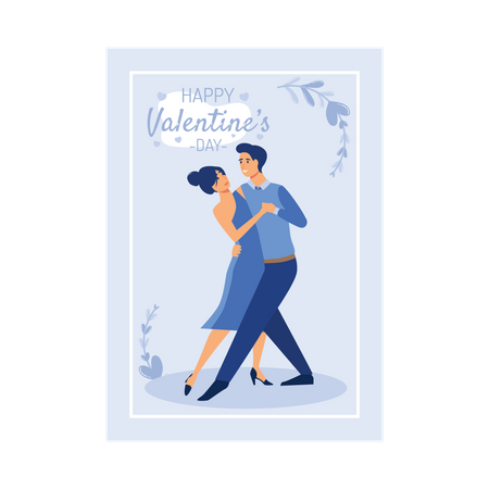 Young couple doing dance on valentines day Illustration