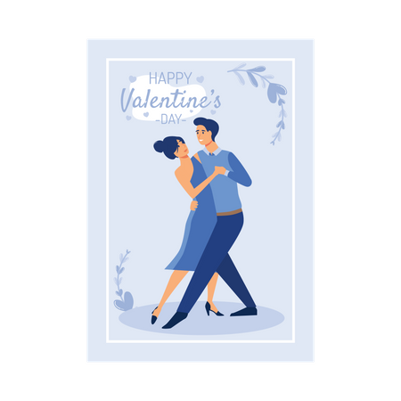 Young couple doing dance on valentines day  Illustration