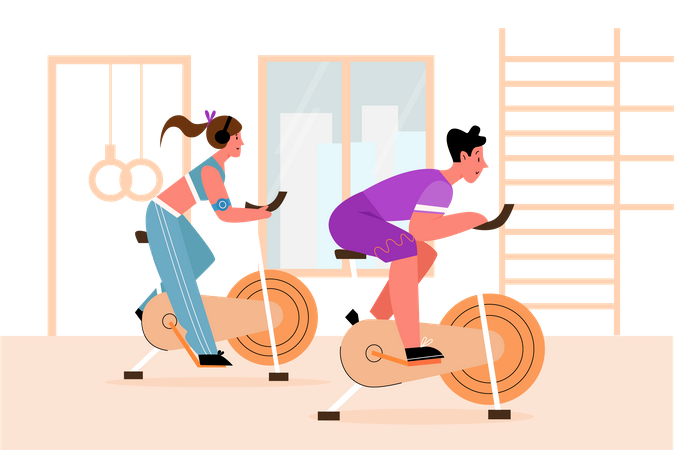 Young couple doing gym workout  Illustration