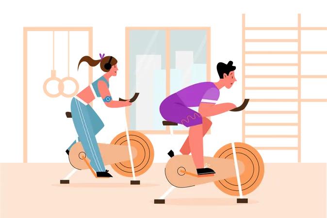 Young couple doing gym workout  Illustration