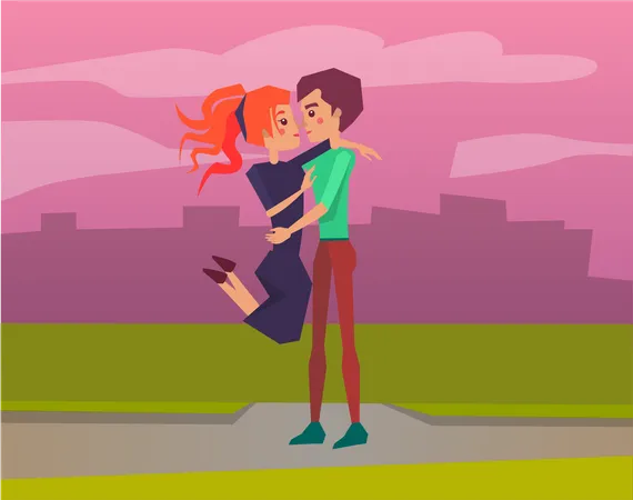 Young Couple doing hug  Illustration