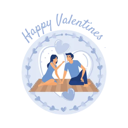 Young couple enjoying on valentines day  Illustration