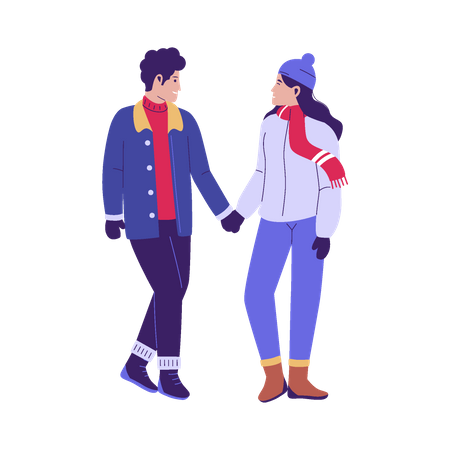 Young couple Enjoying winter  Illustration