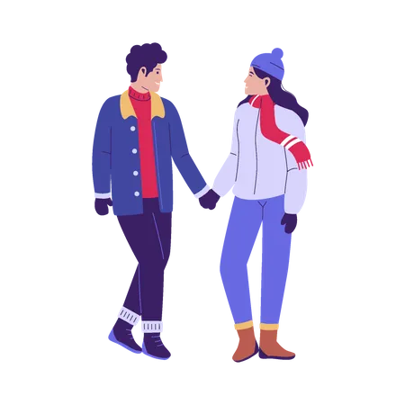 Young couple Enjoying winter  Illustration