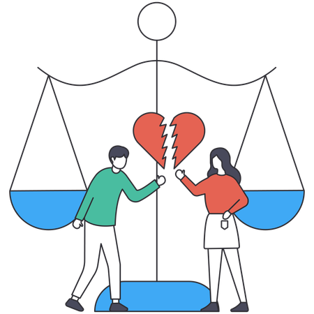 Young Couple getting Divorce  Illustration