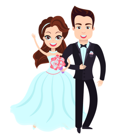 Young couple getting married  Illustration