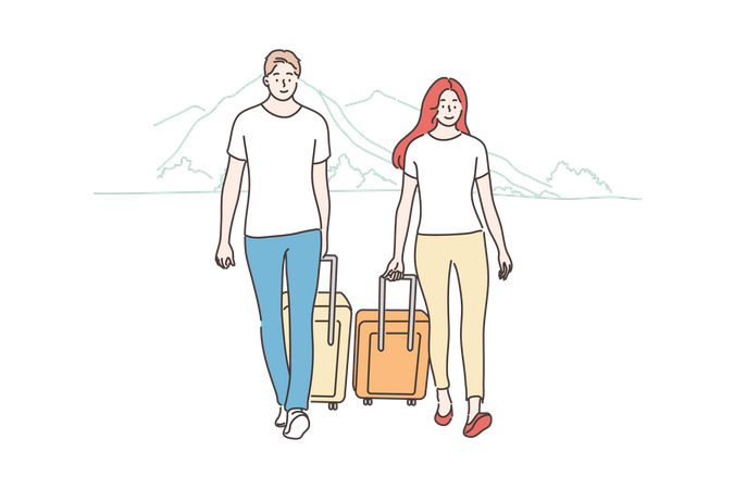 Young couple going for trip  Illustration