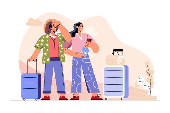 Young couple going for vacation  Illustration