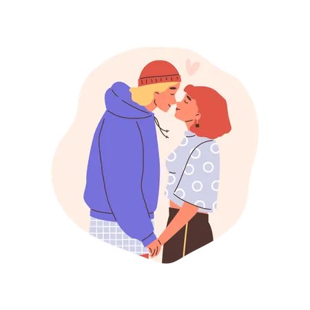 Young couple going to kiss  Illustration