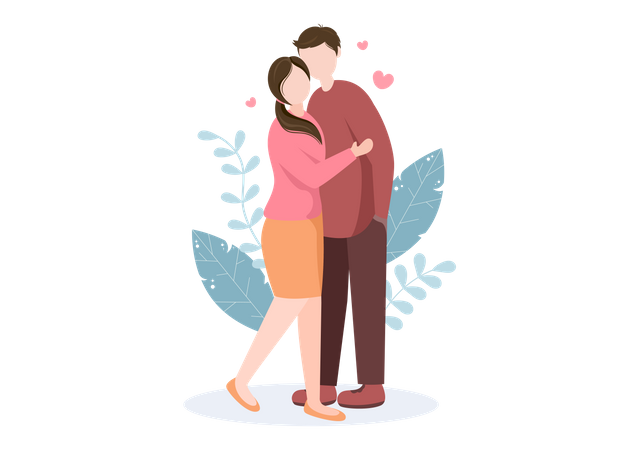 Young Couple hugging Illustration