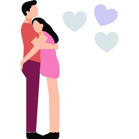 Young couple hugging  Illustration