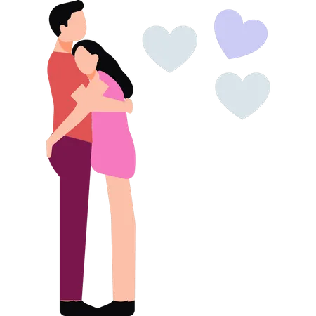 The Couple Is Hugging Illustration