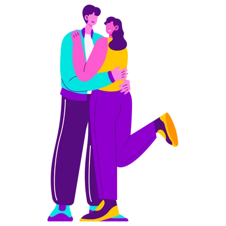 Young Couple hugging  Illustration