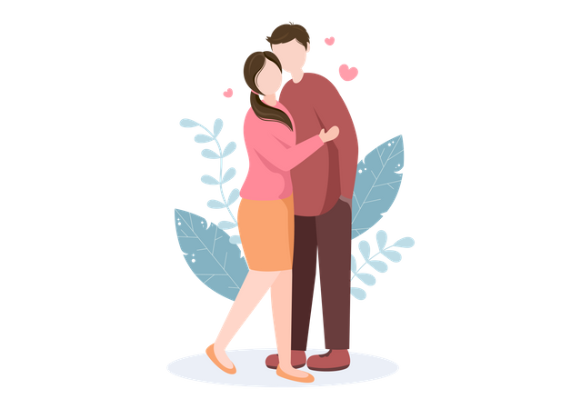 Young Couple hugging  Illustration