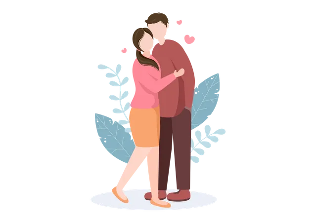 Young Couple hugging  Illustration