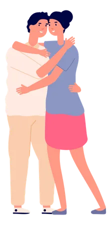 Young couple Hugging  Illustration