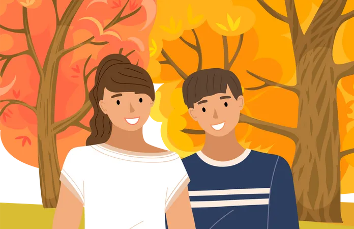 Young couple in love  Illustration