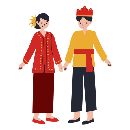 Young couple in Sulawesi Utara dress  Illustration