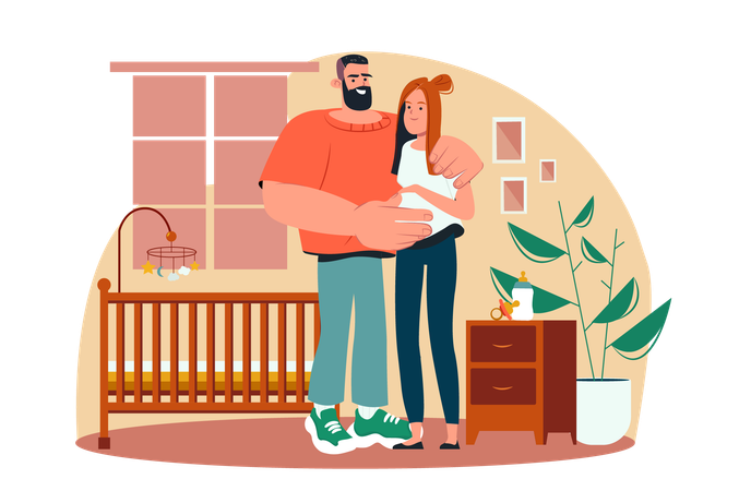 Young couple is preparing to become parents  Illustration