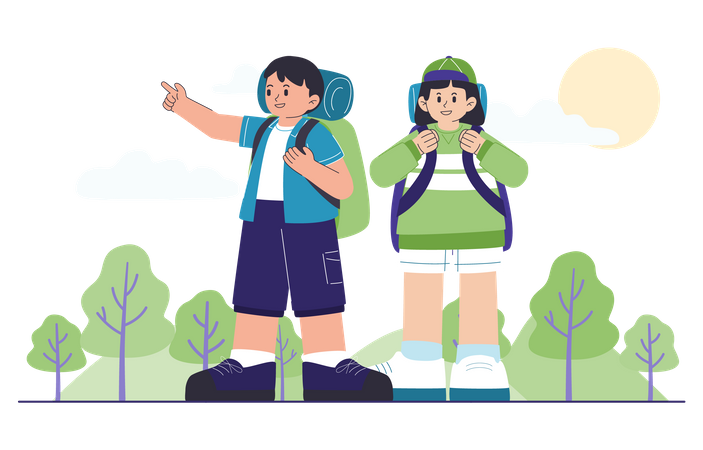Young couple on vacation Illustration