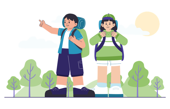 Young couple on vacation  Illustration