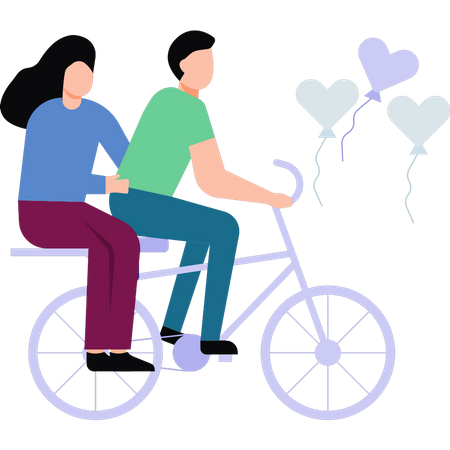 Young couple riding bicycle  Illustration