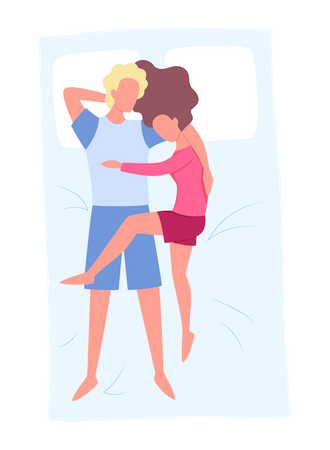 Young Couple Sleeping Together  Illustration