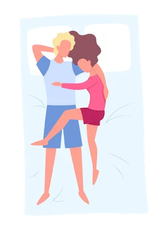 Young Couple Sleeping Together  Illustration