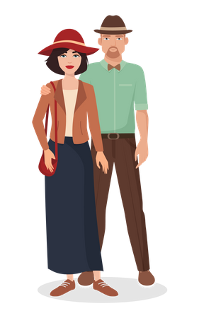 Young couple standing and giving pose  Illustration