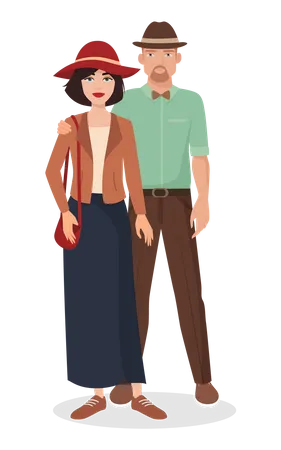 Young couple standing and giving pose  Illustration