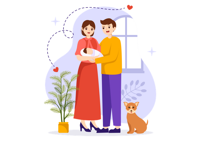 Young couple standing together  Illustration