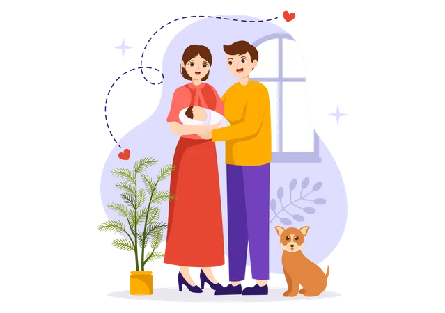 Young couple standing together  Illustration