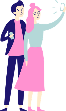 Young couple take selfie  Illustration